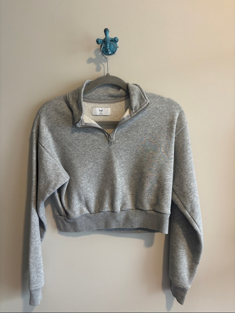 XS TNA Cropped Quarter-Zip Sweater